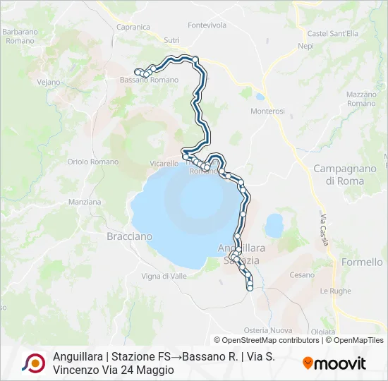 Percorso linea bus COTRAL