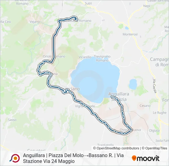 Percorso linea bus COTRAL