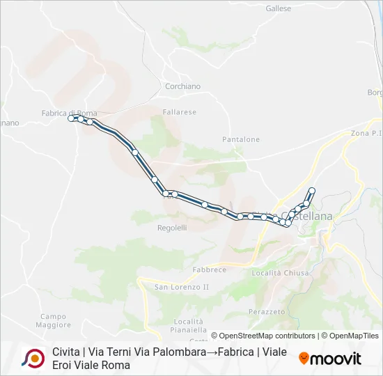 Percorso linea bus COTRAL