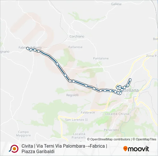 Percorso linea bus COTRAL