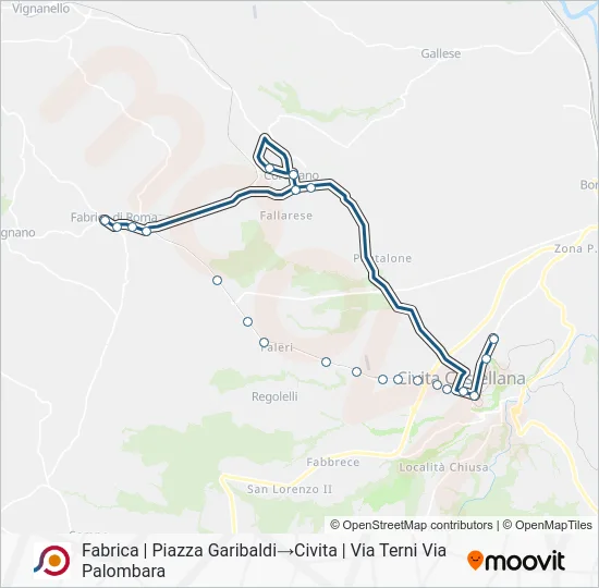 Percorso linea bus COTRAL