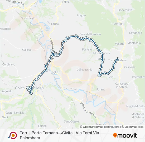 Percorso linea bus COTRAL