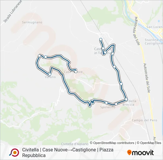 Percorso linea bus COTRAL