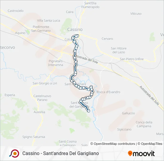 Percorso linea bus COTRAL