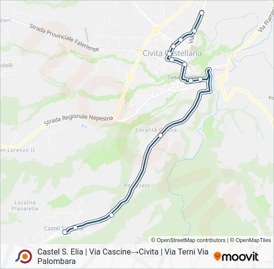 Percorso linea bus COTRAL