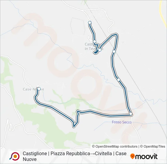Percorso linea bus COTRAL