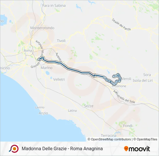 Percorso linea bus COTRAL