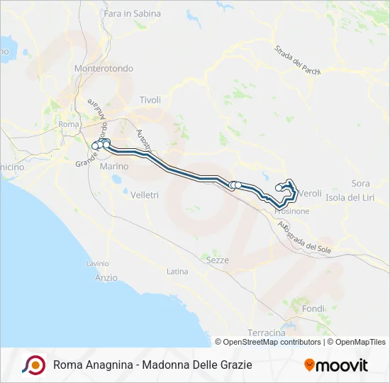 Percorso linea bus COTRAL