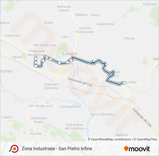 Percorso linea bus COTRAL