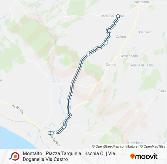 Percorso linea bus COTRAL
