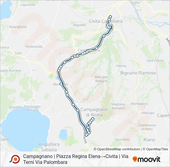 Percorso linea bus COTRAL