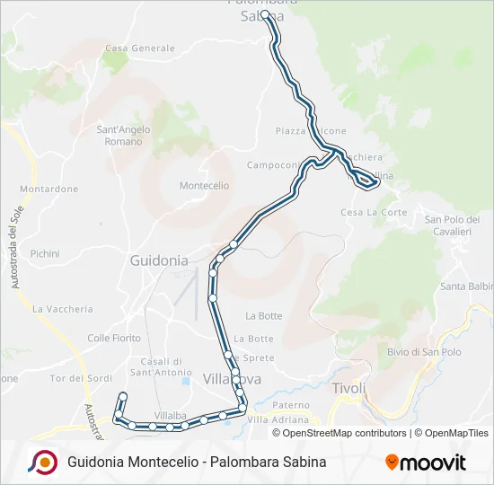 Percorso linea bus COTRAL