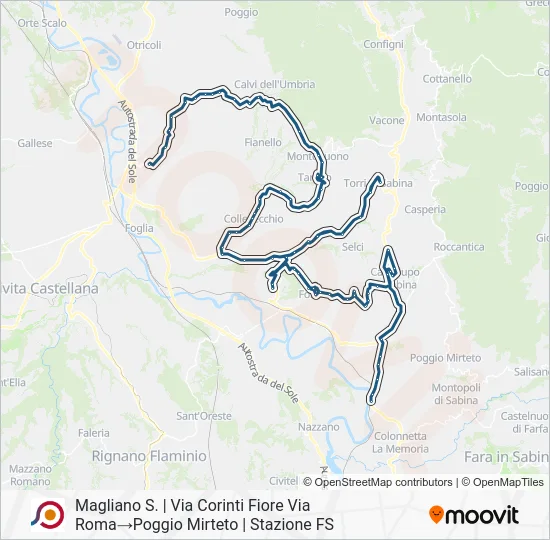 Percorso linea bus COTRAL