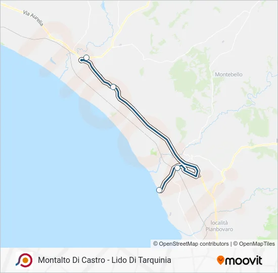 Percorso linea bus COTRAL