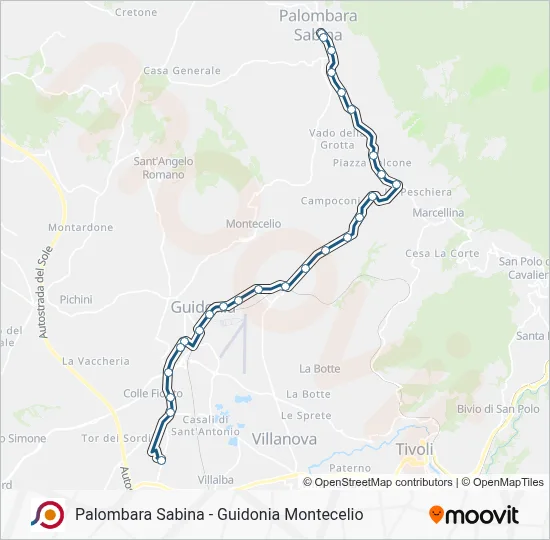 Percorso linea bus COTRAL