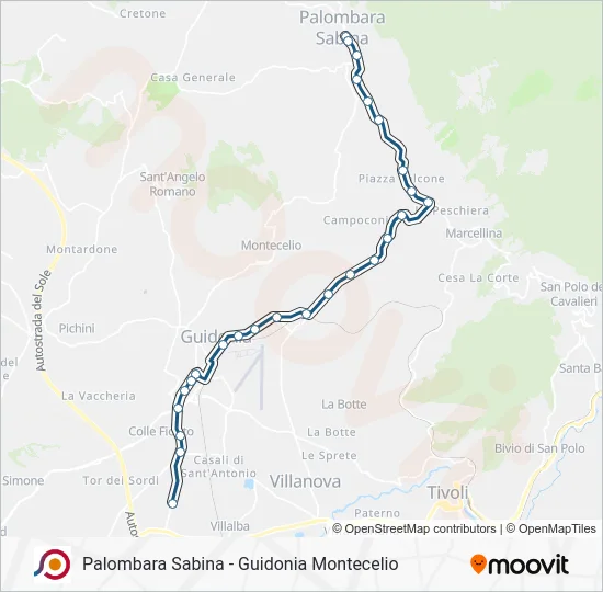 Percorso linea bus COTRAL