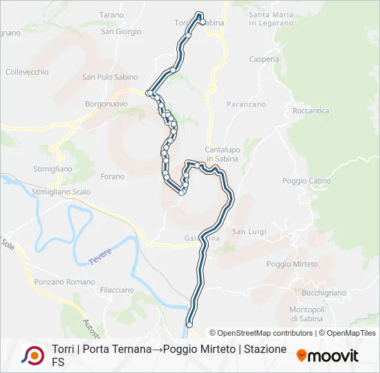 Percorso linea bus COTRAL