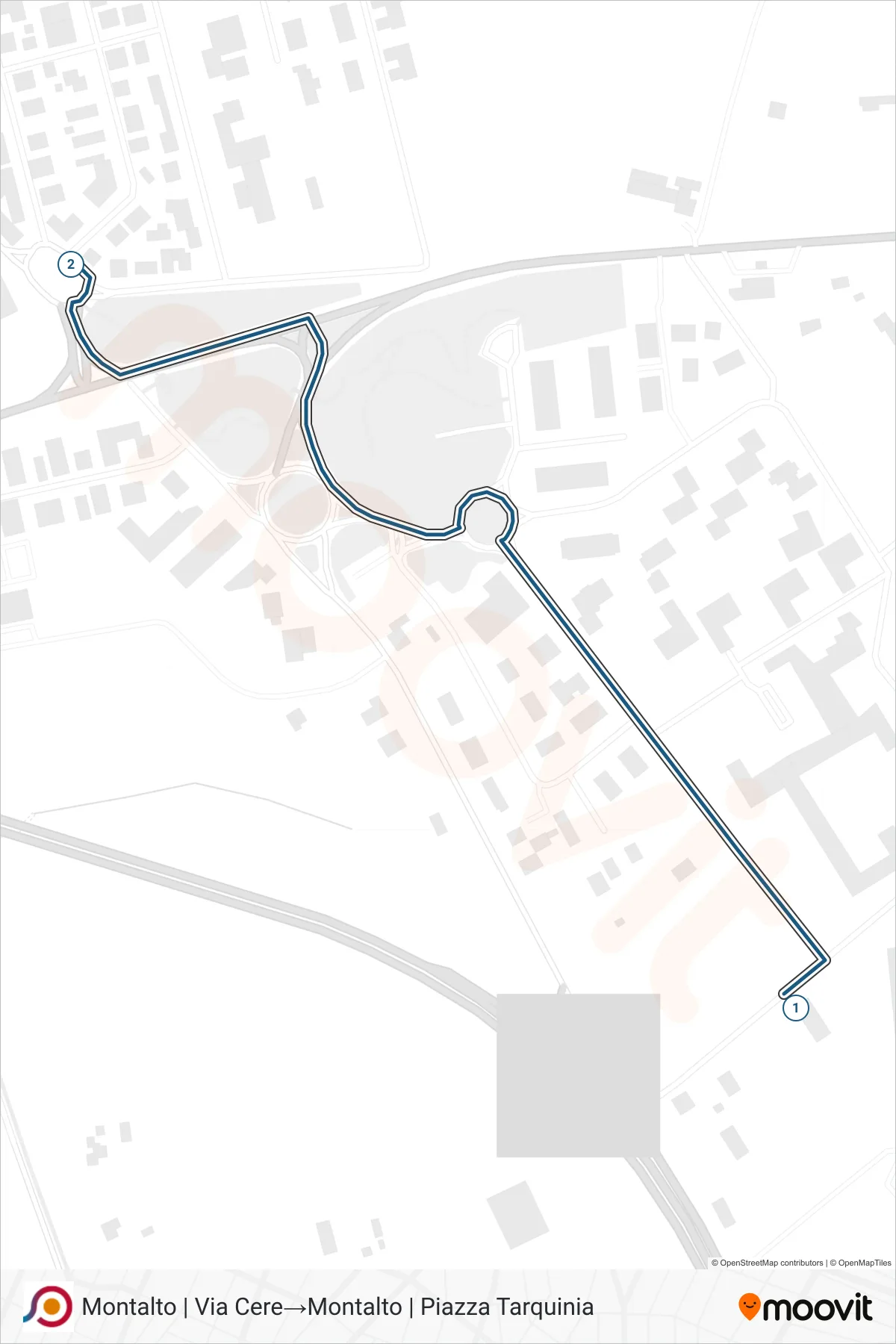 Linea COTRAL bus (Montalto | Via Cere→Montalto | Piazza Tarquinia) - Percorsi e fermate sulla mappa
