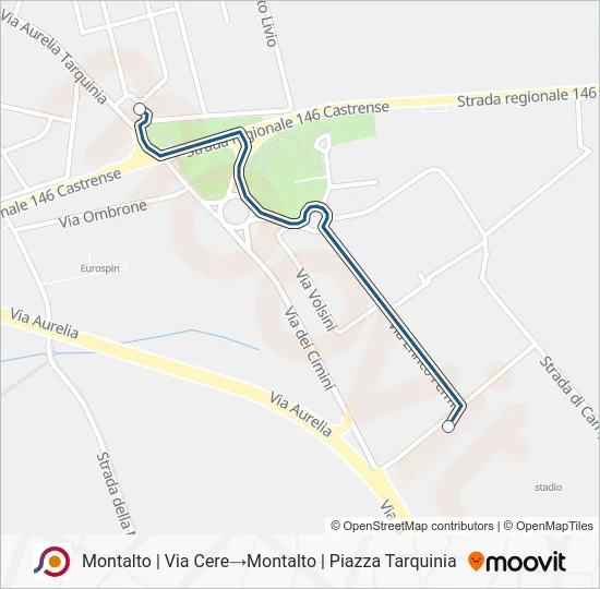 Percorso linea bus COTRAL