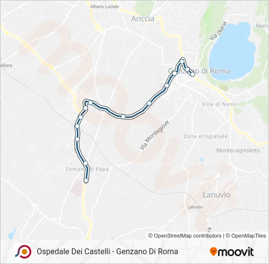 Percorso linea bus COTRAL