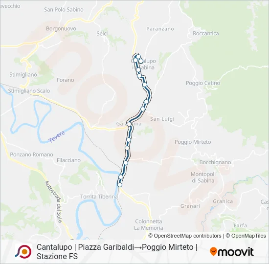 Percorso linea bus COTRAL