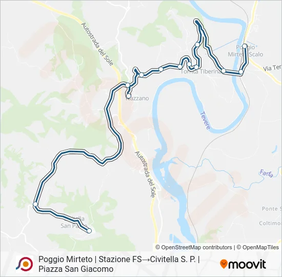 Percorso linea bus COTRAL