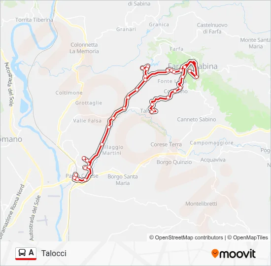 Percorso linea bus A