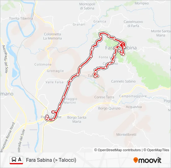 Percorso linea bus A
