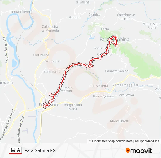 Percorso linea bus A