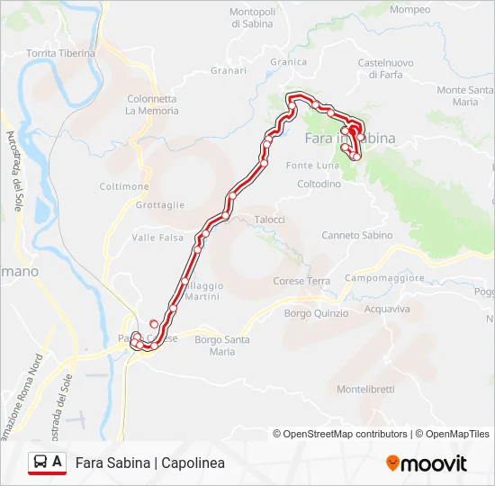 Percorso linea bus A