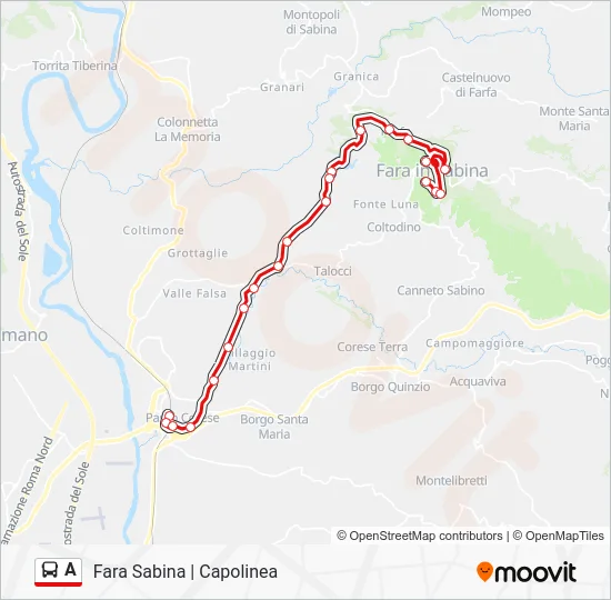 Percorso linea bus A