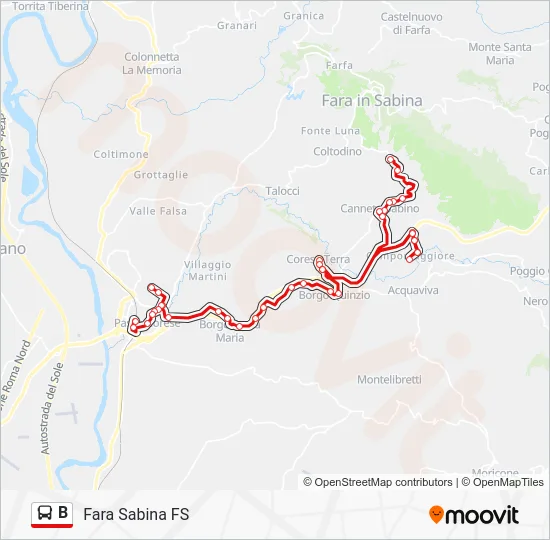 Percorso linea bus B