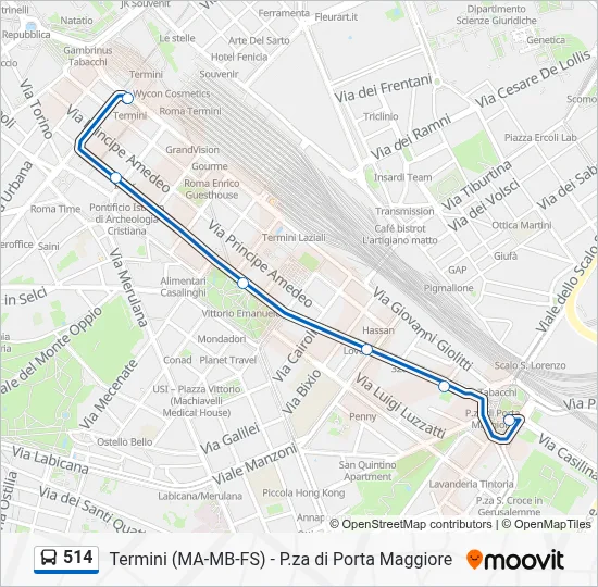 Percorso linea bus 514