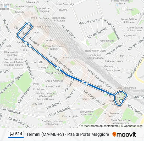 Percorso linea bus 514