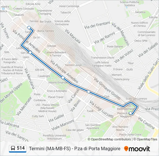 Percorso linea bus 514