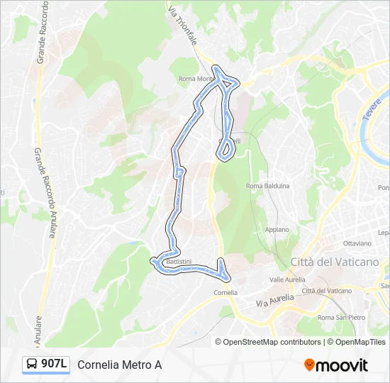 Percorso linea bus 907L