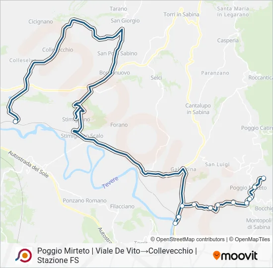 Percorso linea bus COTRAL