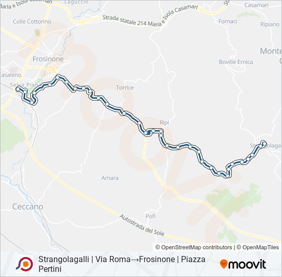 Percorso linea bus COTRAL