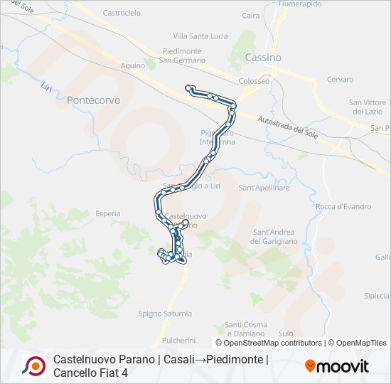 Percorso linea bus COTRAL