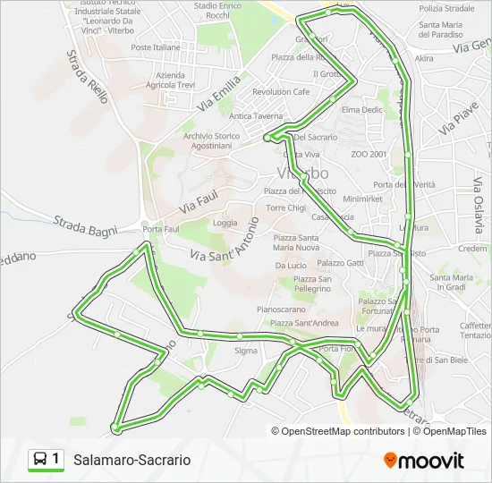 Percorso linea bus 1