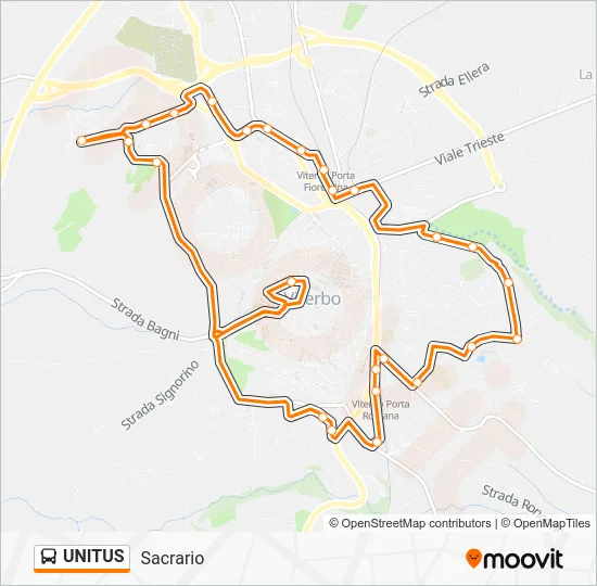 Percorso linea bus UNITUS