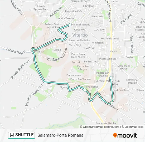 Percorso linea bus SHUTTLE