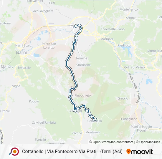 Percorso linea bus COTRAL
