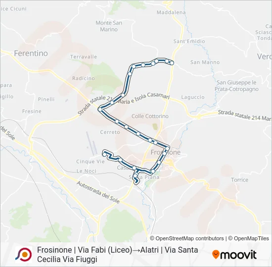 Percorso linea bus COTRAL