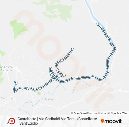 Percorso linea bus COTRAL