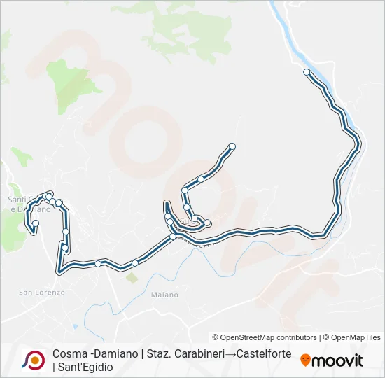 Percorso linea bus COTRAL