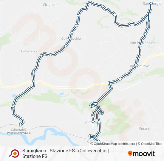 Percorso linea bus COTRAL