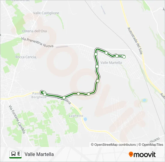 Percorso linea bus E