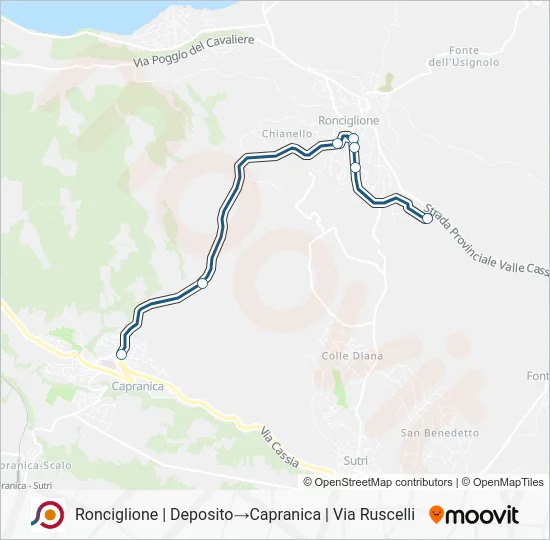 Percorso linea bus COTRAL