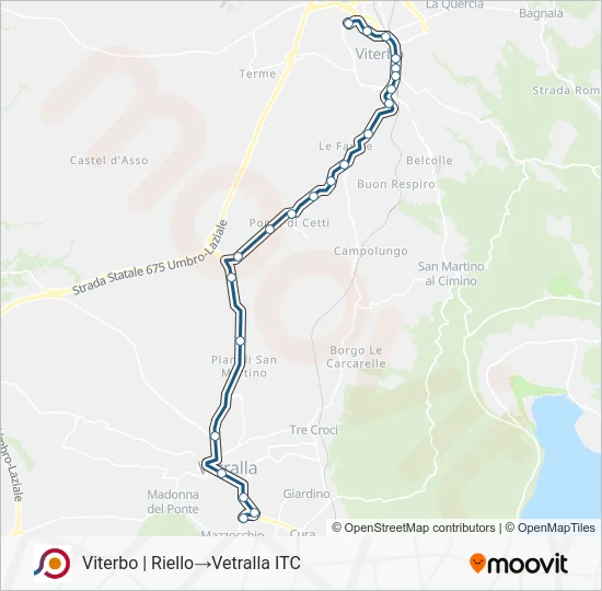 Percorso linea bus COTRAL